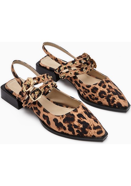 Siran Leopar Desenli Çift Bantlı Kadın Sandalet fırsatları