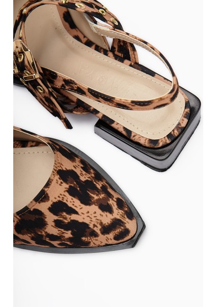 Siran Leopar Desenli Çift Bantlı Kadın Sandalet indirimleri
