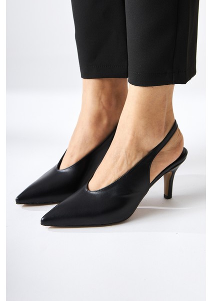 Remas Siyah Sivri Burunlu Ince Topuklu Kadın Sandalet fiyatları