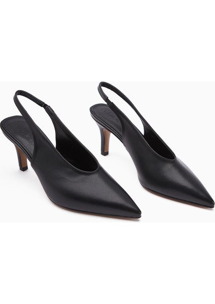 Remas Siyah Sivri Burunlu Ince Topuklu Kadın Sandalet fırsatları