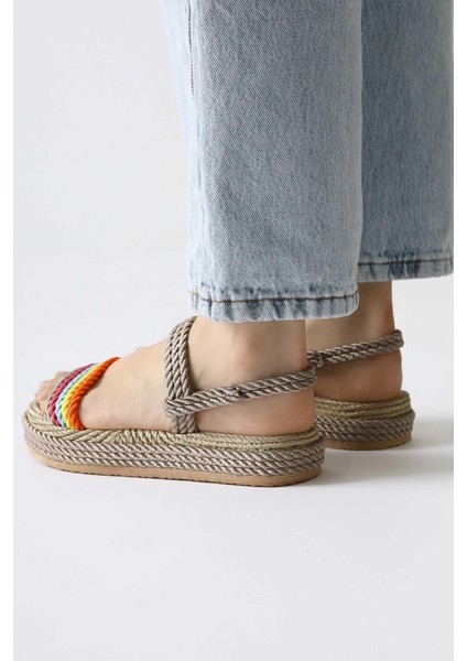 Velika Vizon - Çok Renkli Kalın Tabanlı Halat Sandalet indirimleri