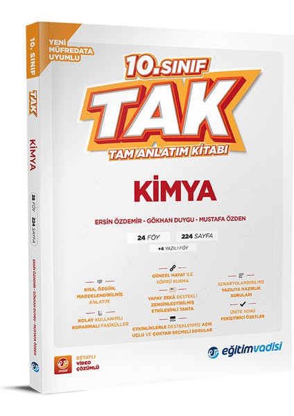 Eğitim Vadisi 2026 10. Sınıf Kimya Tak Tam Anlatım Kitabı