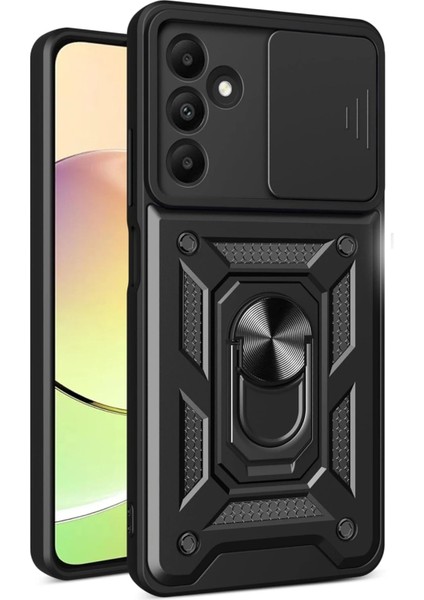 Samsung Galaxy M15 Kılıf Pars Lens Yüzüklü Silikon - Siyah Arbkd
