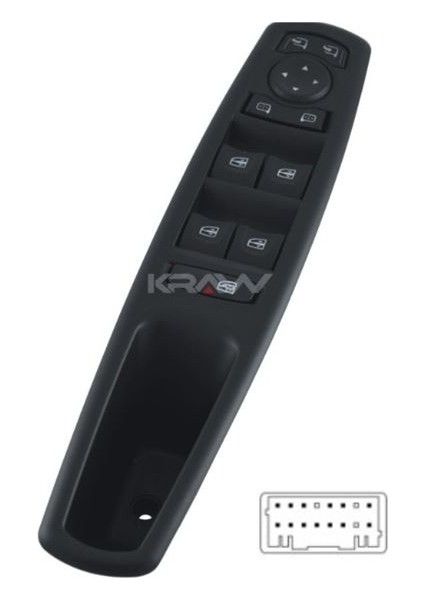 Cam Açma Düğmesi (Dörtlü - Autolu - Ayna Ayar - 13 Pin) Megane Iıı Scenıc Iıı