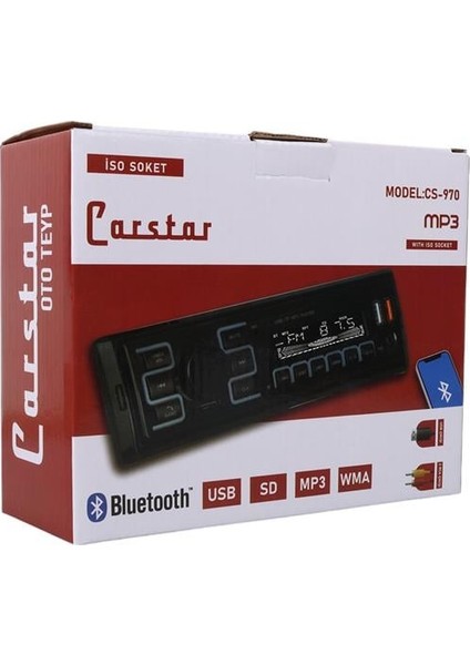 Carstar CS-970 Çift Usb/sd/fm/aux/bluetooth Kumandalı Oto Teyp 4X60 Watt indirimleri
