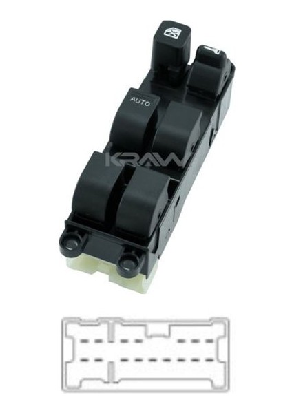 Cam Açma Düğmesi (Dörtlü - Autolu - Cam Kilit Butonlu - 16 Pin) Navara D22 Bluebırd Maxıma