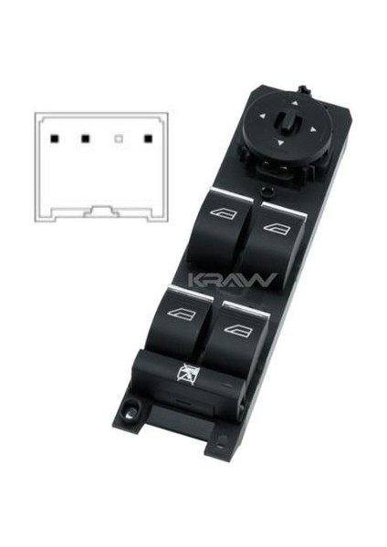 Cam Açma Düğmesi (Dörtlü - Ayna Ayar Butonlu - Cam Kilit Butonlu - 3 Pın) Focus Fıesta Connect Cmax Kuga