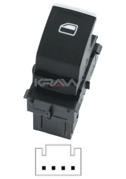 Cam Açma Düğmesi (Tekli - Beyaz Işık - 4pin) Golf Vıı Passat B8 Tıguan T-Roc Crafter Superb Kodıaq Karoq