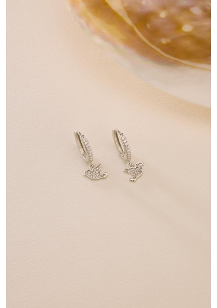 925 Ayar Gümüş Rodyum Kaplama 10 mm Sallantılı Kuş Model Küpe fiyatları