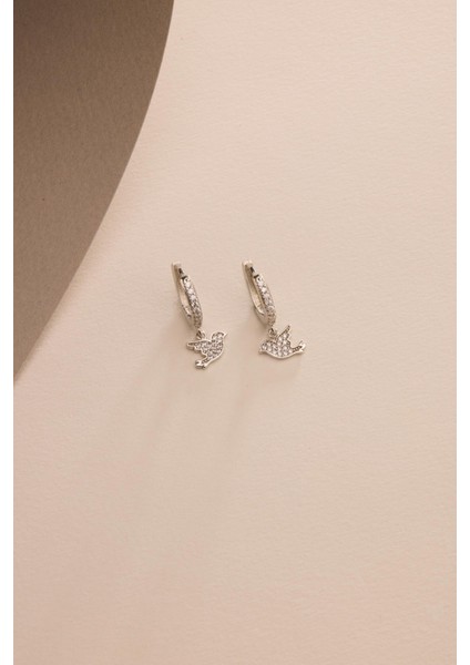 925 Ayar Gümüş Rodyum Kaplama 10 mm Sallantılı Kuş Model Küpe fırsatları