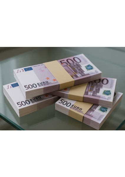 5 Deste 500 Euro Oyuncak Para – Gerçekçi Görünümlü Kuşe Kağıt Euro – Kına, Düğün, Tiyatro, Parti ve Video Çekimi Için