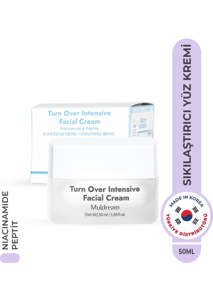 Turn Over İntensive Facial Cream Niacinamide ve Peptid Nemlendirici Krem Kore 50ml