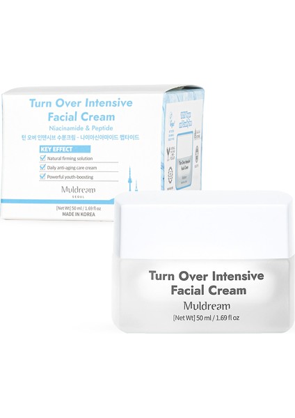 Turn Over İntensive Facial Cream Niacinamide ve Peptid Nemlendirici Krem Kore 50ml fiyatları