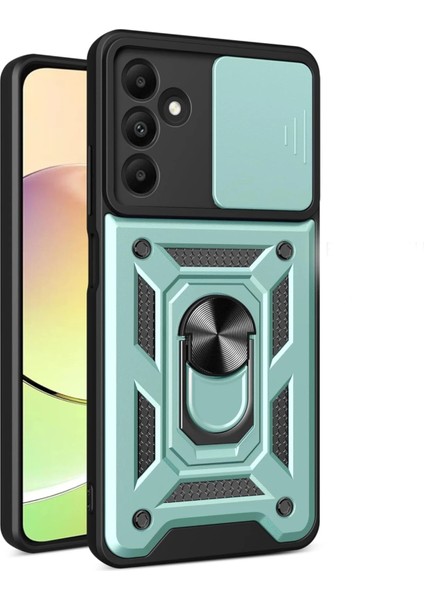 Samsung Galaxy M15 Kılıf Pars Lens Yüzüklü Silikon - Yeşil Arbkd