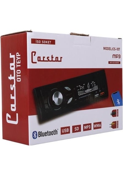 Carstar CS-107 Çift Usb/sd/fm/aux/bluetooth Kumandalı Oto Teyp 4X60 Watt fırsatları
