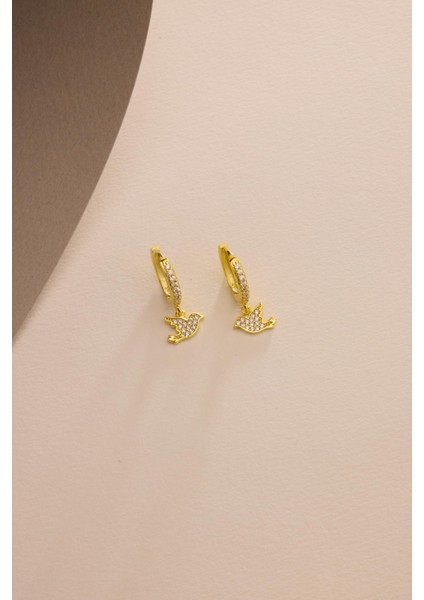 925 Ayar Gümüş Gold Kaplama 10 mm Sallantılı Kuş Model Küpe fırsatları