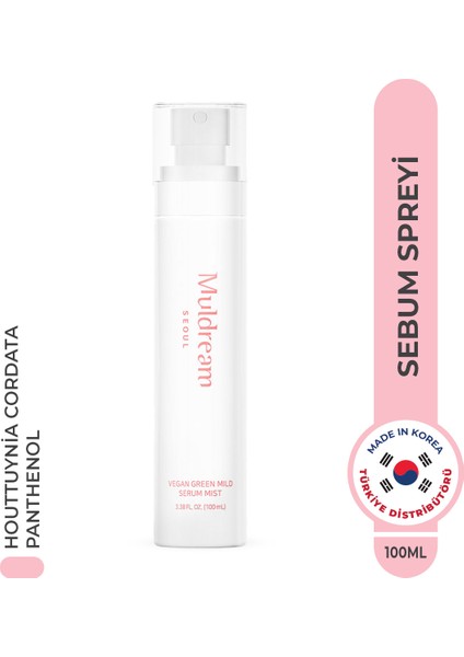 Vegan Green Mild Serum Mist Hassas ve Akneli Cilt Sebum Dengeleyici Sprey Serum Kore 110ml