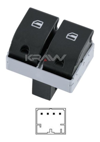 Cam Açma Düğmesi (Çiftli - 4 Pin) Polo Fox (02-10) Cordoba Ibıza