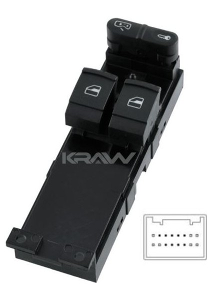 Cam Açma Düğmesi (Çiftli - Merkezi Kilit - 9 Pin) Bora Golf Iv Passat Leon Toledo