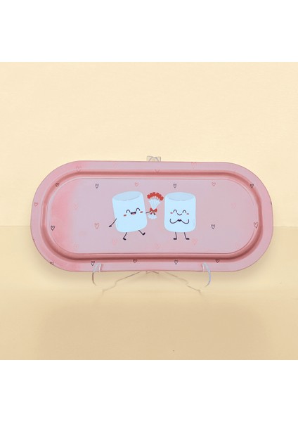 Home 2'li Marshmallows In Love Oval Sunumluk Metal Tepsi fiyatları