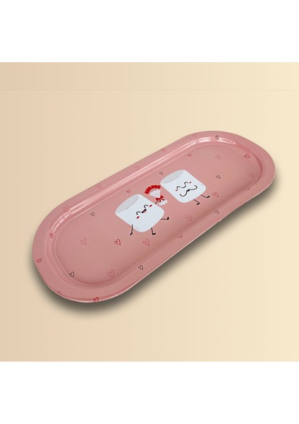Home 2'li Marshmallows In Love Oval Sunumluk Metal Tepsi modelleri