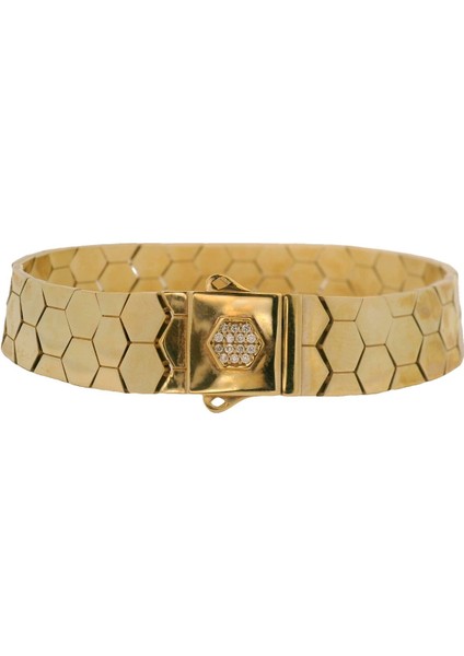 Modern ve Şık Petek Desenli Yeşil Altın Bileklik fiyatları