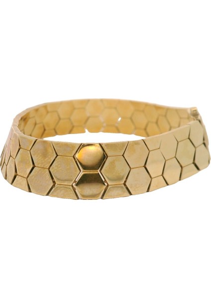 Modern ve Şık Petek Desenli Yeşil Altın Bileklik modelleri