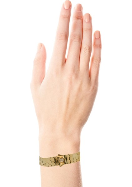 Modern ve Şık Petek Desenli Yeşil Altın Bileklik fırsatları