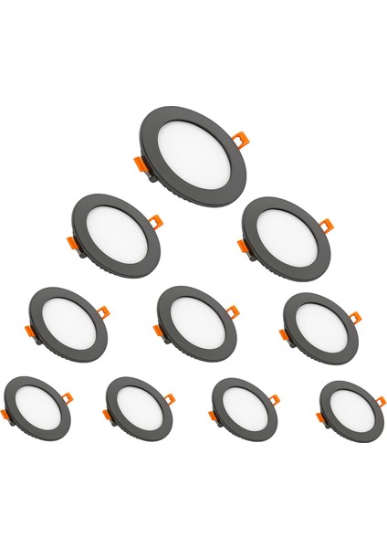 10 Adet 9W Siyah Slim LED Panel 6500K Beyaz MX-1020