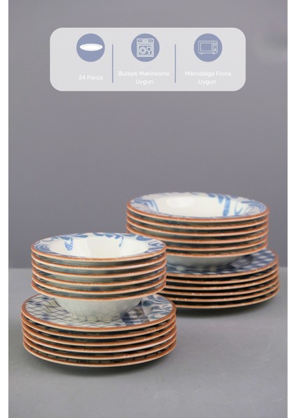 Porselen Lindy Yemek Takımı 6 Kişilik 24 Parça BNS24YKPRS1216