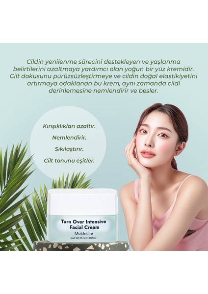 Turn Over İntensive Facial Cream Niacinamide ve Peptid Nemlendirici Krem Kore 50ml fırsatları