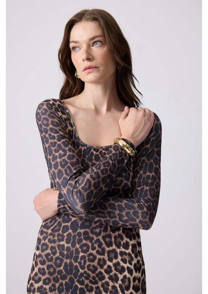 Leopar Desenli Elbise fiyatları