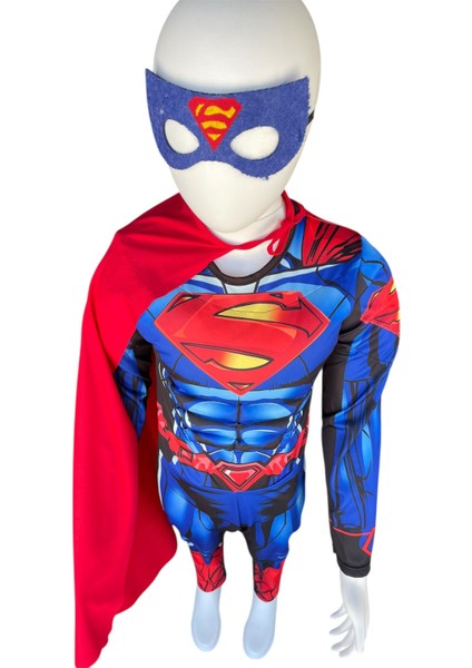 Çocuk Kostümü Süperman Çocuk Kostümü – 3-8 Yaş Erkek Tulum,maske ve Pelerin Seti