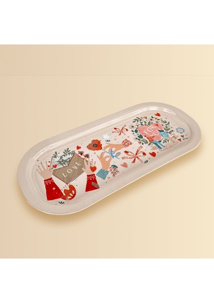 Home 2'li Love For You Oval Sunumluk Metal Tepsi modelleri