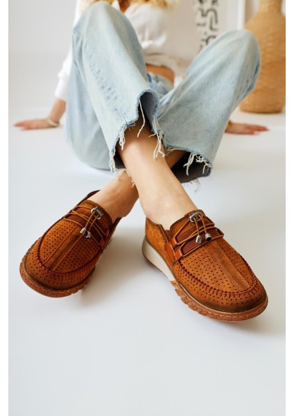 Allice Taba Süet Lazer Delikli Günlük Ayakkabı modelleri