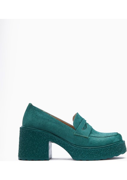 Boi Yeşil Süet Platformlu Günlük Kadın Ayakkabı