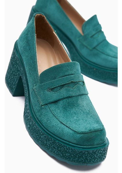 Boi Yeşil Süet Platformlu Günlük Kadın Ayakkabı modelleri