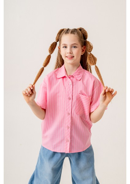 Kız Çocuk Bebe Yaka Yarım Kol Gömlek 3171