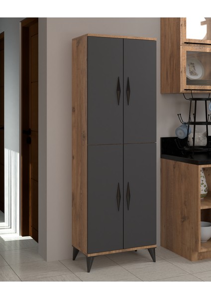 Vino Çok Amaçlı Dolap 4 Kapaklı 4 Raflı Çok Amaçlı Mutfak Dolabı Kiler Dolabı Erzak Dolabı