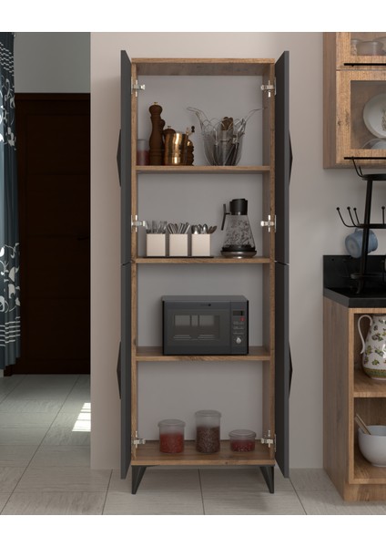 Vino Çok Amaçlı Dolap 4 Kapaklı 4 Raflı Çok Amaçlı Mutfak Dolabı Kiler Dolabı Erzak Dolabı fırsatları