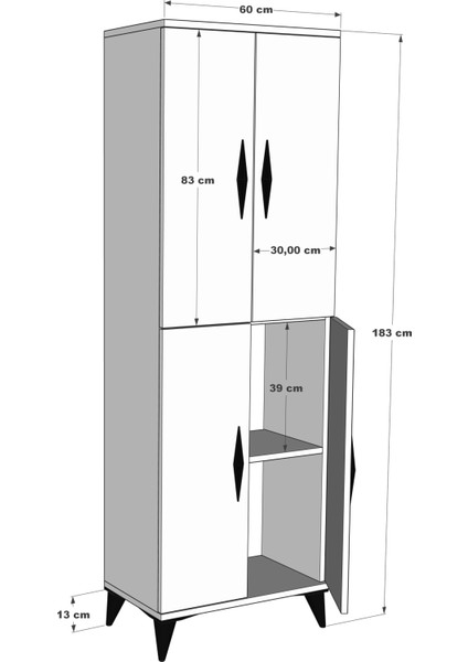 Vino Çok Amaçlı Dolap 4 Kapaklı 4 Raflı Çok Amaçlı Mutfak Dolabı Kiler Dolabı Erzak Dolabı indirimleri