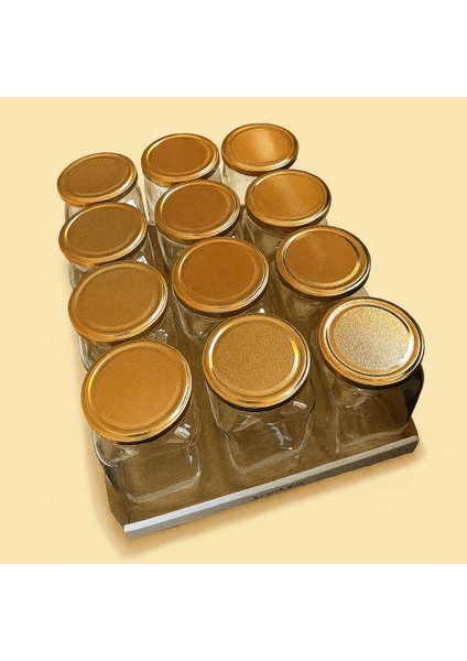 Home 12'li 850 ml Köşeli Cam Kavanoz Seti - Bronz Kapaklı