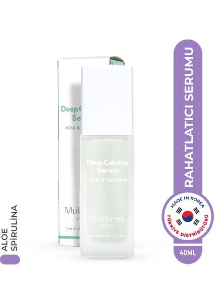 Deep Calming Serum Aloe ve Spirulina Derinlemesine Cilt Yatıştırıcı Sakinleştirici Serum Kore 40ml
