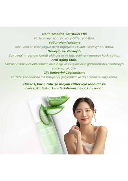Deep Calming Serum Aloe ve Spirulina Derinlemesine Cilt Yatıştırıcı Sakinleştirici Serum Kore 40ml modelleri