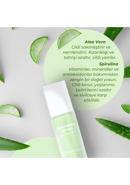 Deep Calming Serum Aloe ve Spirulina Derinlemesine Cilt Yatıştırıcı Sakinleştirici Serum Kore 40ml indirimleri