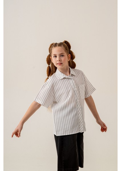 Kız Çocuk Bebe Yaka Yarım Kol Gömlek 3171