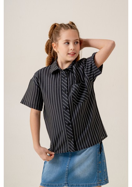 Kız Çocuk Bebe Yaka Yarım Kol Gömlek 3171