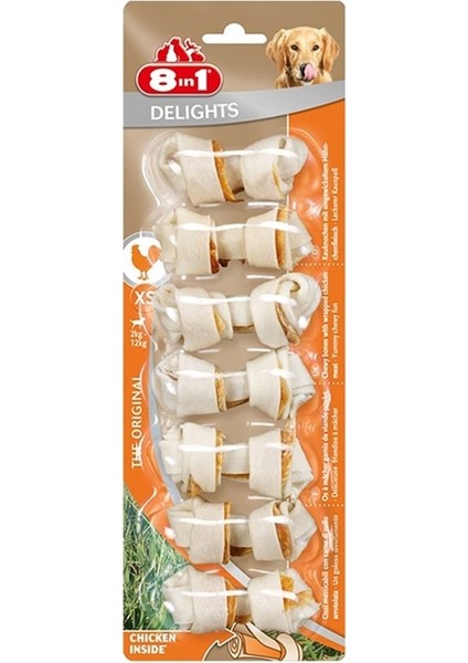 Delights Köpekler için Tavuklu Ödül Kemiği (XS) 7 Adet