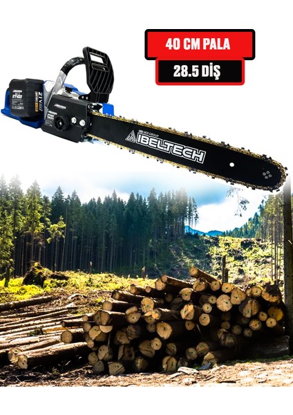 Ibeltech Çift Akülü Şarjlı 15 Pilli Zincirli Ağaç Odun Kesme Makinesi Testeresi Akülü Hızar fiyatları