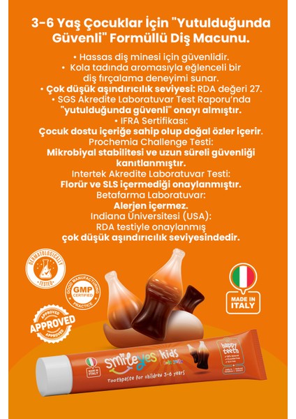 Kids Florür içermeyen %98 Doğal içerikli Kola Tadında Çocuk Diş Macunu 3-6 Yaş modelleri